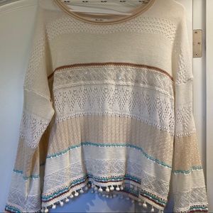 Miss Me Size L Knit Crochet Sweater Top
